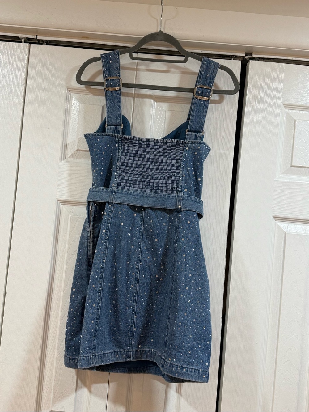 Show Me Your MuMu Denim Mini Dress with Crystal Studs - Blue - Picture 4 of 5